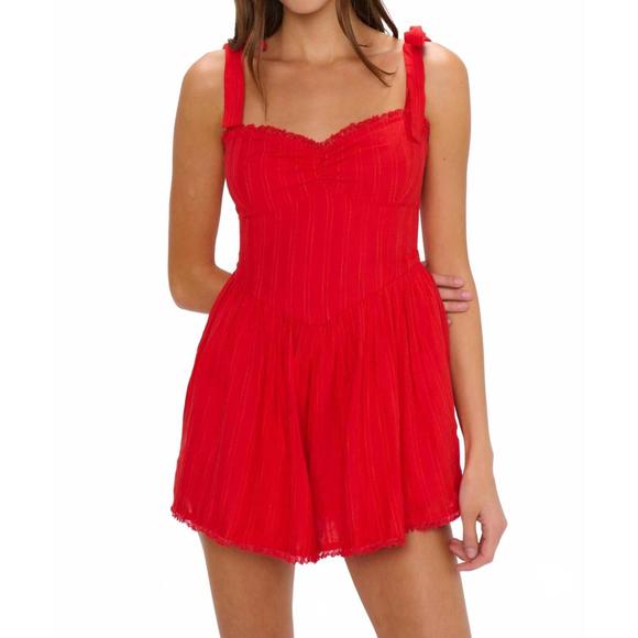 NEW SHOW ME YOUR MUMU regal romper in red
